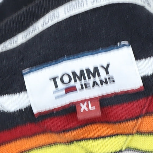 Tommy Jeans Men's Multicoloured Striped XL Cotton T-Shirt