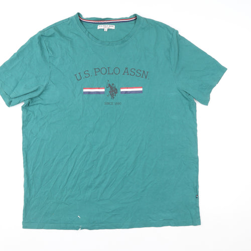 U.S. Polo Assn. Men's Green XXL Crew Neck Short Sleeve Cotton T-Shirt