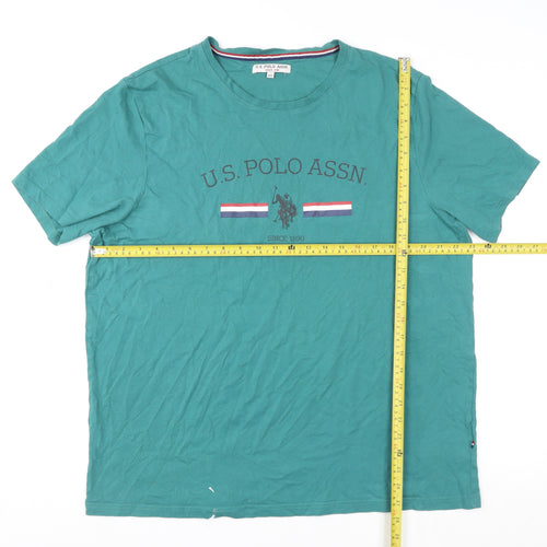 U.S. Polo Assn. Men's Green XXL Crew Neck Short Sleeve Cotton T-Shirt