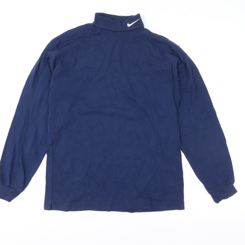 Nike Men's Blue XL High Neck Cotton Sports Sweatshirt