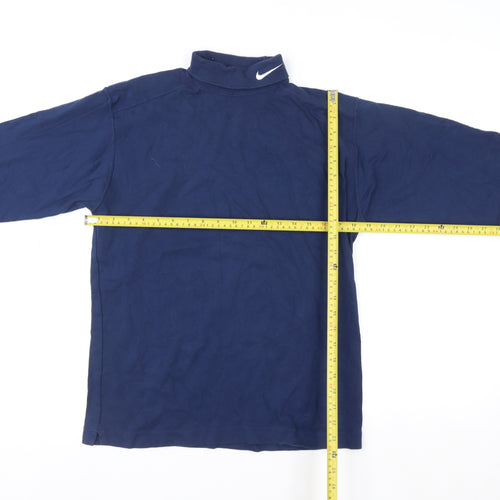 Nike Men's Blue XL High Neck Cotton Sports Sweatshirt