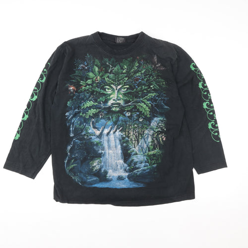 Spiral Women’s Black Gothic Nature Long Sleeve Graphic T-Shirt Size L
