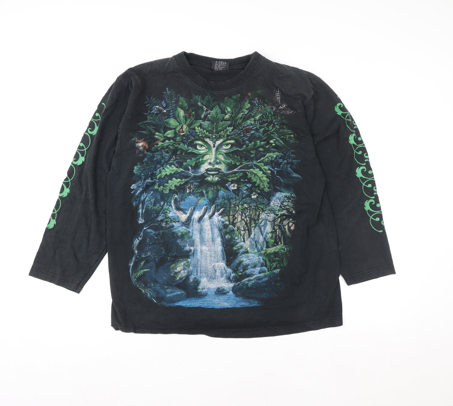 Spiral Women’s Black Gothic Nature Long Sleeve Graphic T-Shirt Size L