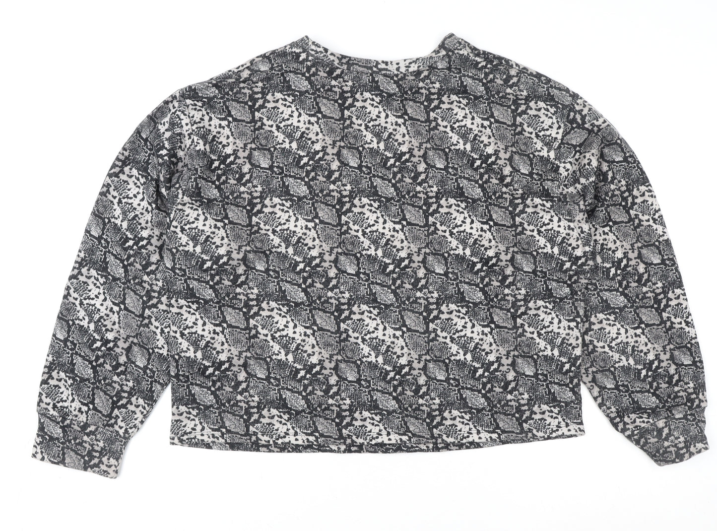 Zara Women Grey Animal Print Long Sleeve Basic Blouse Size L