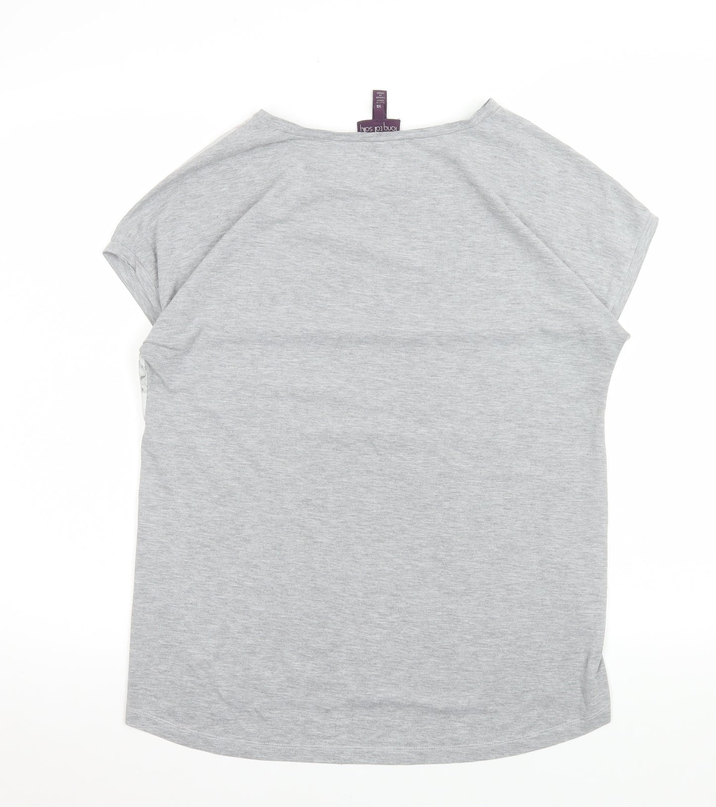 Long Tall Sally Womens Grey Pink Graphic Short Sleeve T-Shirt XS