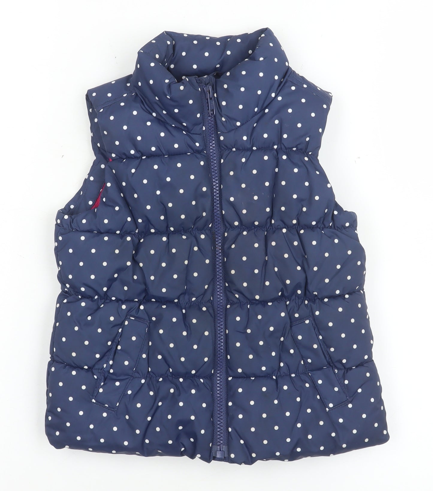 babyGap Girls Blue Polka Dot Puffer Waistcoat 3 Years Quilted Zip Lined