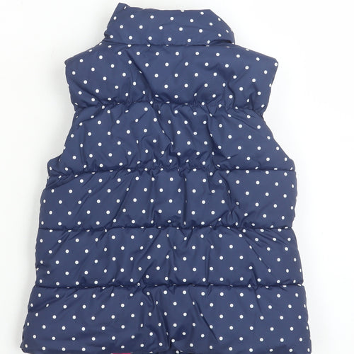babyGap Girls Blue Polka Dot Puffer Waistcoat 3 Years Quilted Zip Lined