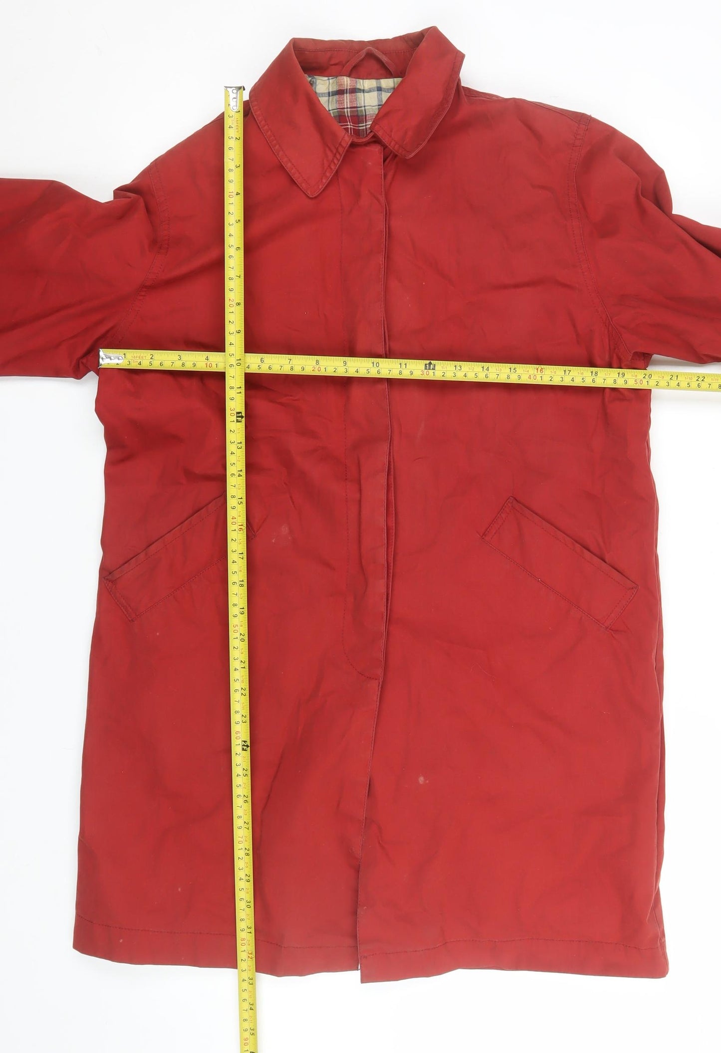 Next Men's Red Cotton Waterproof Rain Coat Small Classic Fit