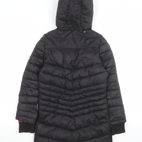 Geographical Norway Girls Black Hooded Puffer Coat 6 Years Winter Jacket