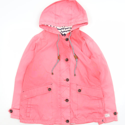 Joules Women’s Pink Waterproof Hooded Rain Coat Jacket Size 14