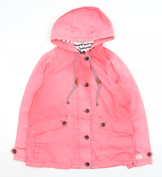 Joules Women’s Pink Waterproof Hooded Rain Coat Jacket Size 14