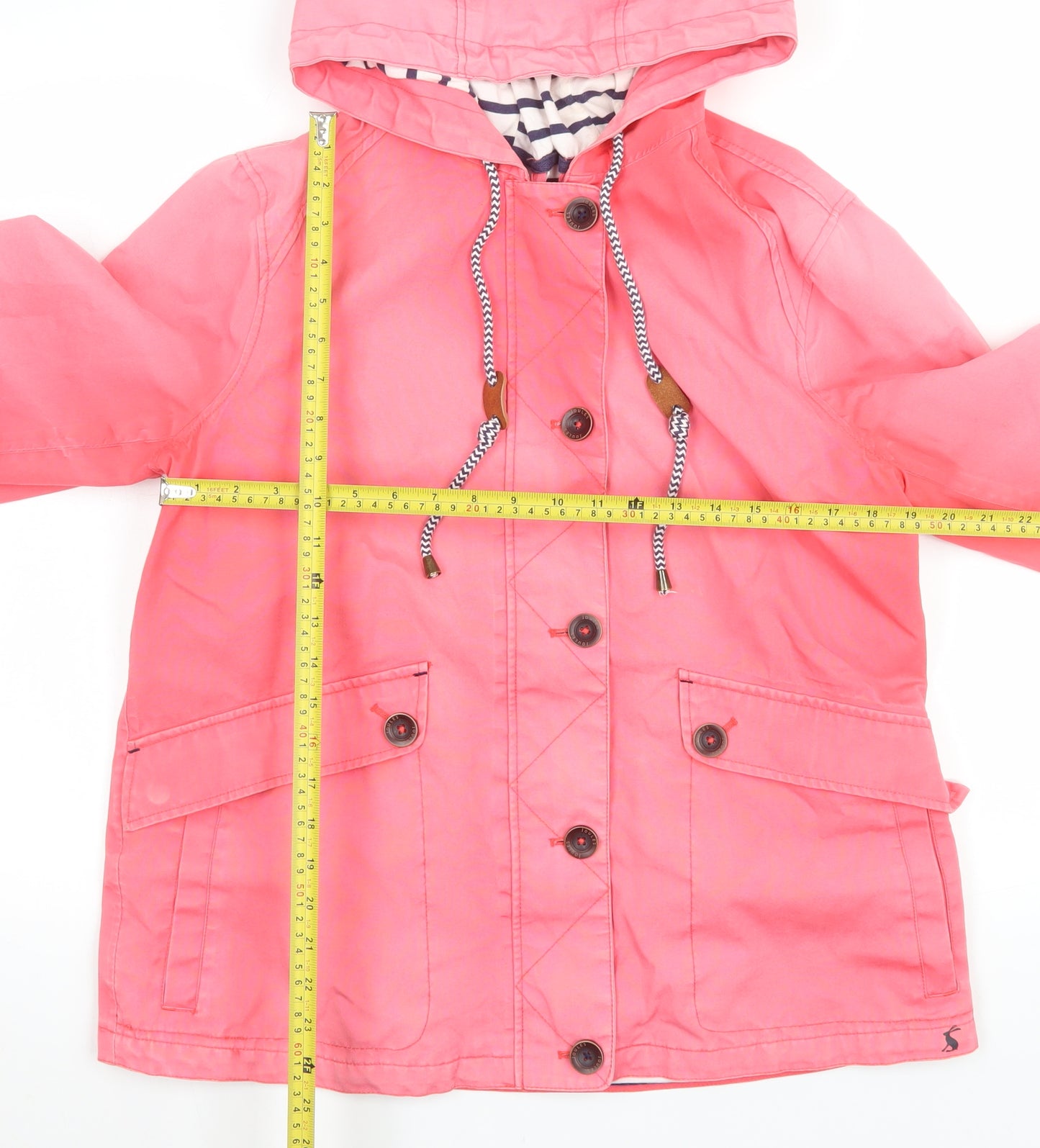 Joules Women’s Pink Waterproof Hooded Rain Coat Jacket Size 14