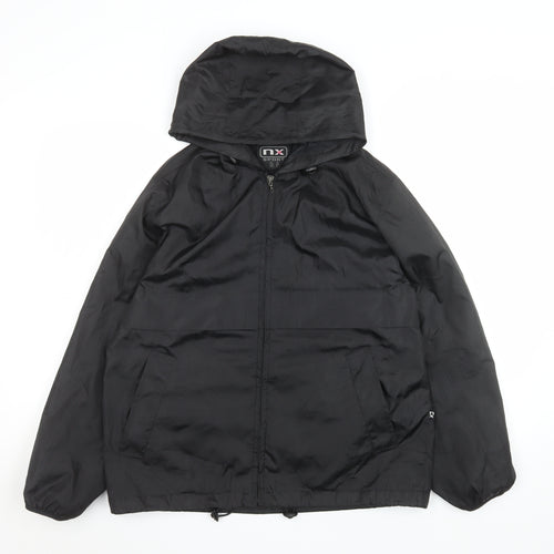 NX Sport Men's Black Hooded Windbreaker Jacket Size M Lightweight Zip-Up