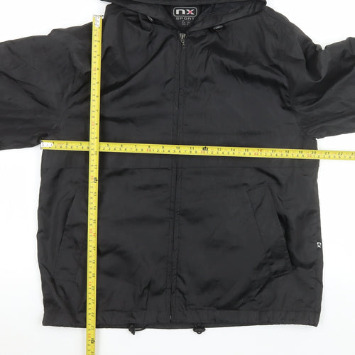 NX Sport Men's Black Hooded Windbreaker Jacket Size M Lightweight Zip-Up