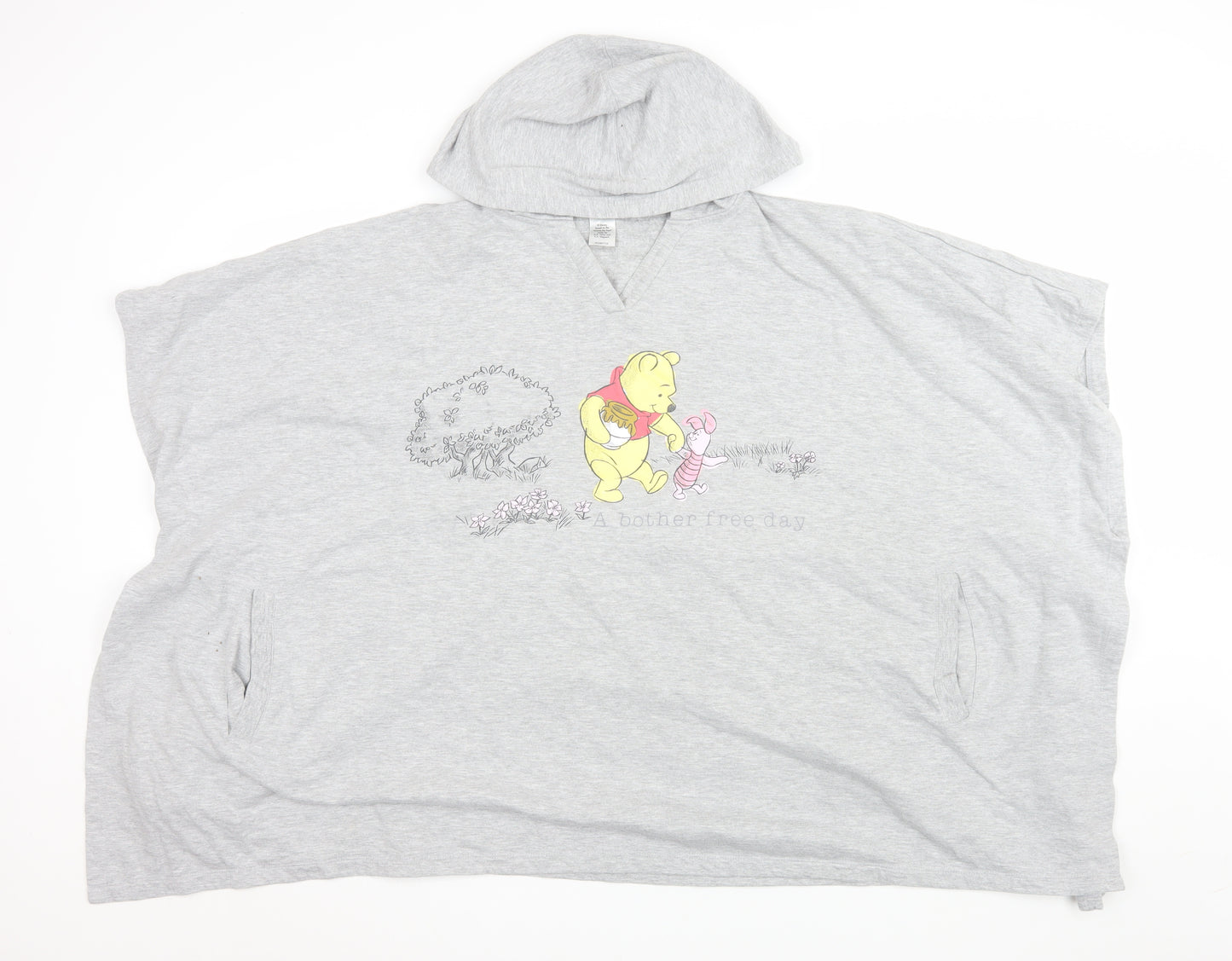 Avon Women Grey Winnie the Pooh Hooded Poncho Sweatshirt UK 6-12