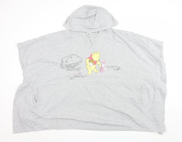 Avon Women Grey Winnie the Pooh Hooded Poncho Sweatshirt UK 6-12