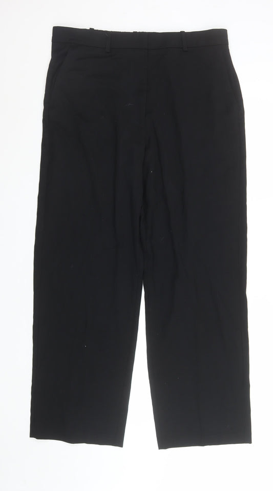 Marks and Spencer Women’s Black Size 16 Regular Straight Leg Trousers