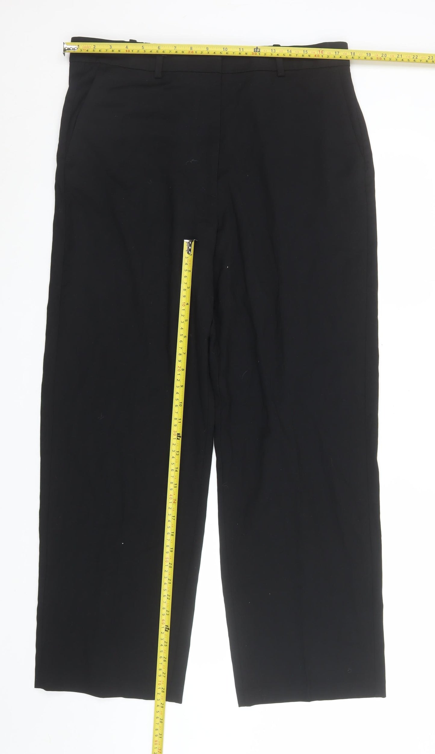 Marks and Spencer Women’s Black Size 16 Regular Straight Leg Trousers