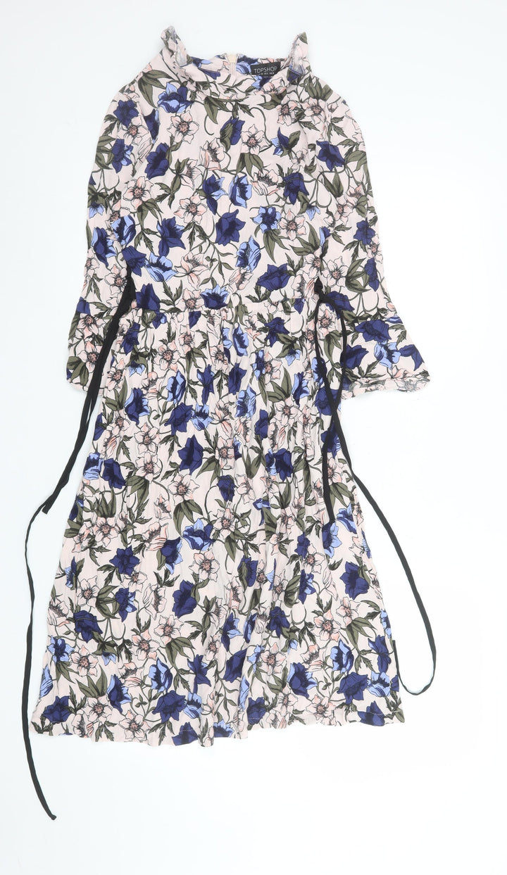 Topshop Women’s Multicoloured Floral Fit & Flare Dress Size 10