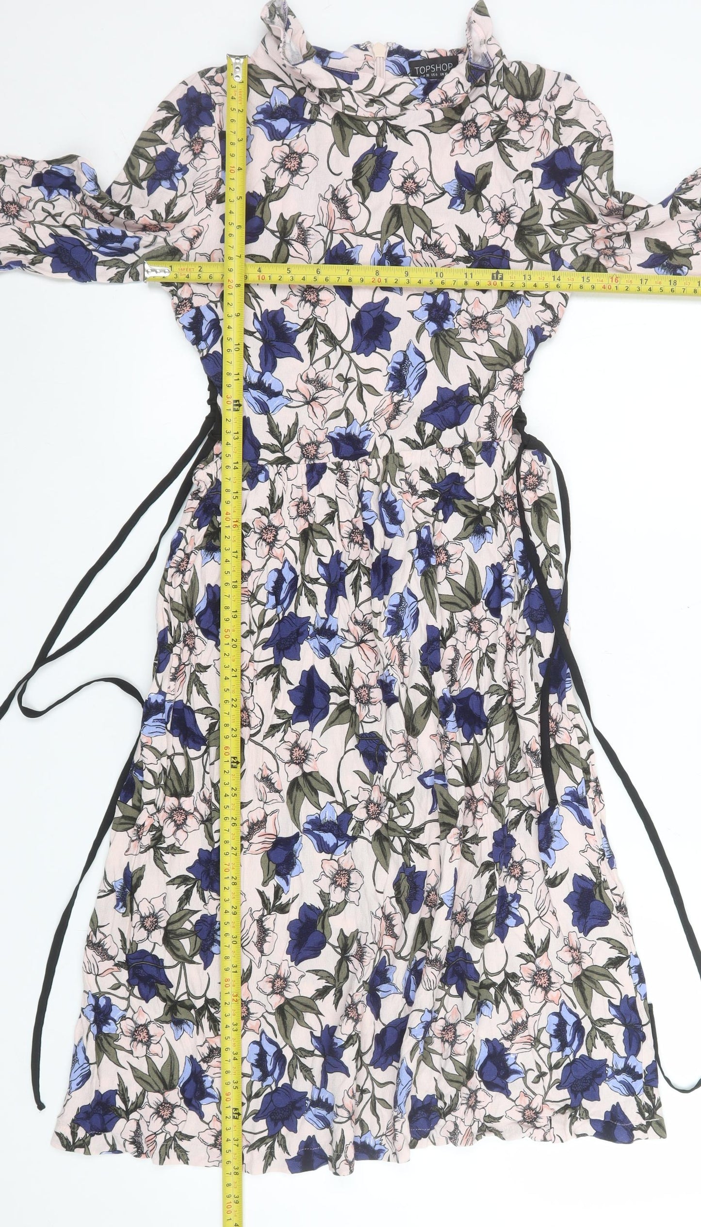 Topshop Women’s Multicoloured Floral Fit & Flare Dress Size 10