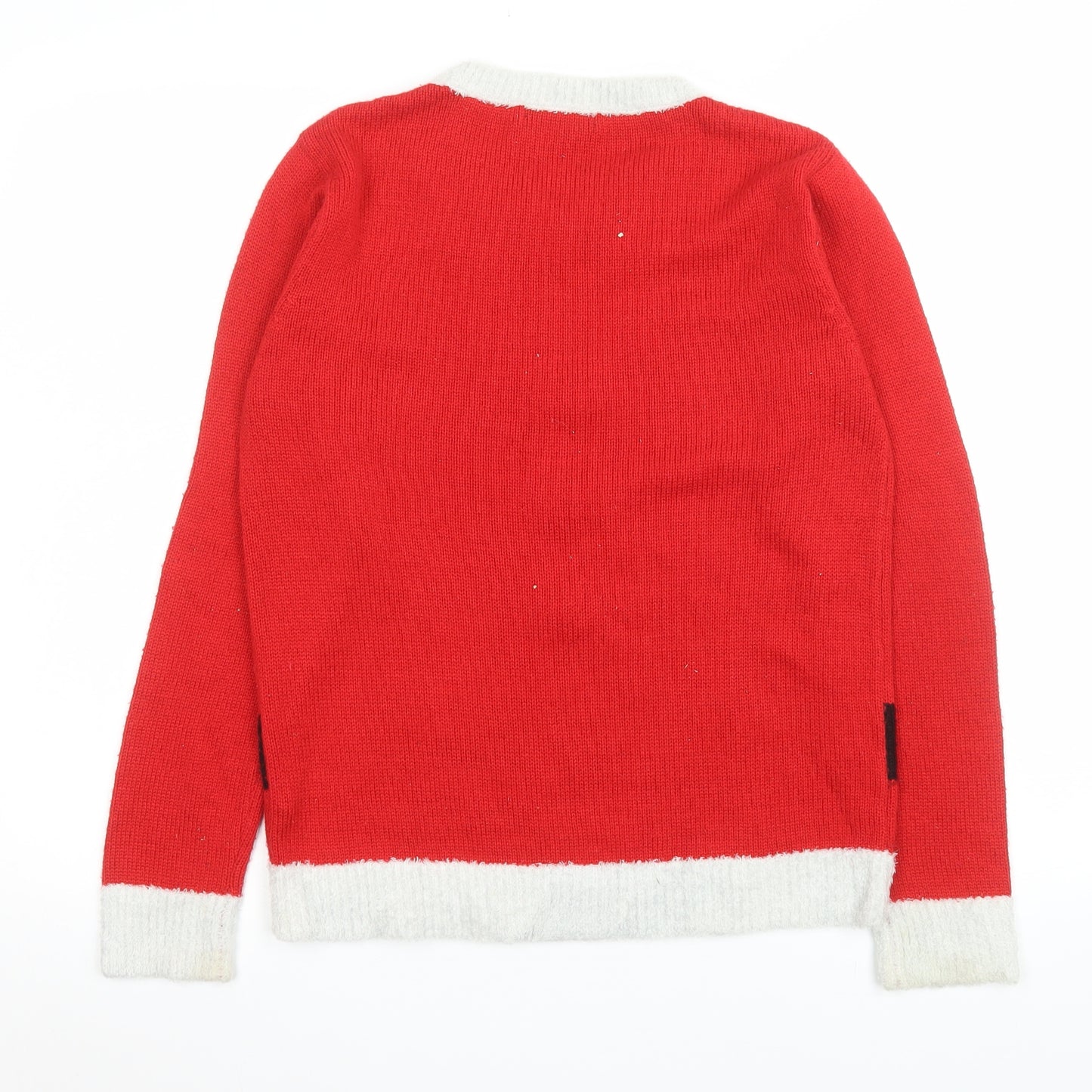 Dunnes Women Red Christmas Button-Up Knit Jumper Size 12