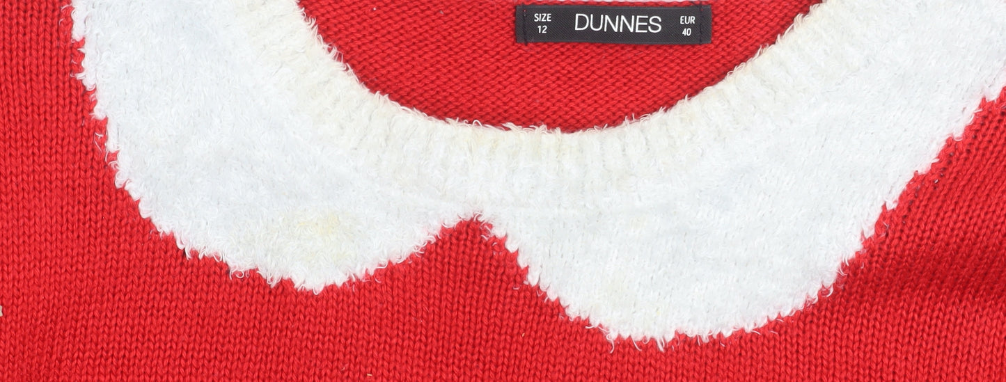 Dunnes Women Red Christmas Button-Up Knit Jumper Size 12