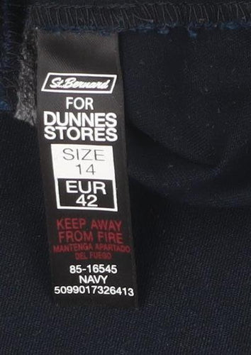 Dunnes Women’s Navy Blue Slim Fit Cotton Stretch Trousers Size 14