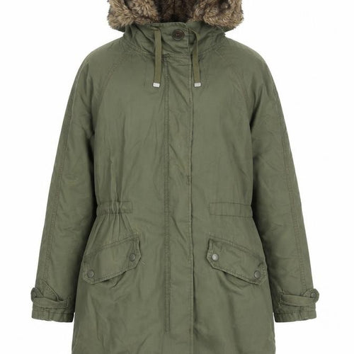 Topshop Women Green Faux Fur Hooded Parka Coat Size 6