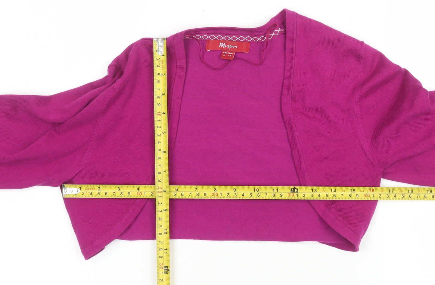 Monsoon Women’s Purple Cropped Knit Cardigan Size 12