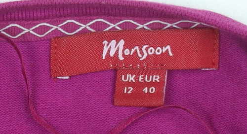 Monsoon Women’s Purple Cropped Knit Cardigan Size 12