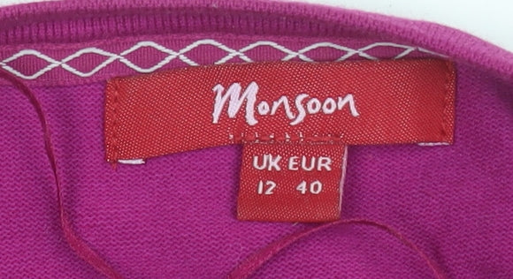 Monsoon Women’s Purple Cropped Knit Cardigan Size 12