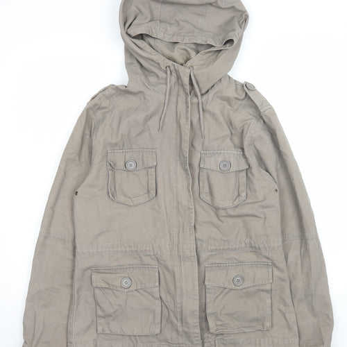 Foxhole Men's Beige Hooded Cotton Anorak Jacket Size 14 Lightweight Casual