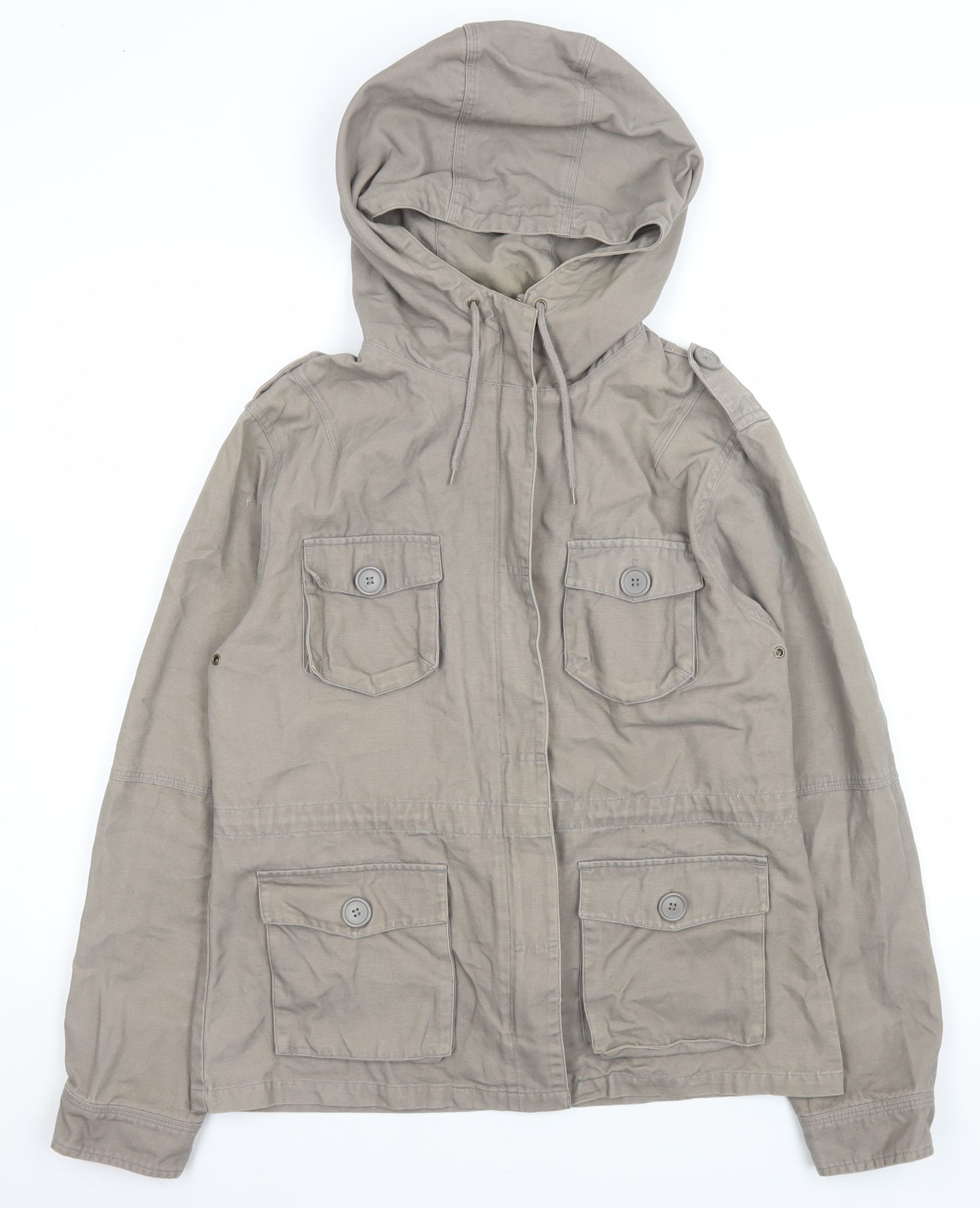 Foxhole Men's Beige Hooded Cotton Anorak Jacket Size 14 Lightweight Casual