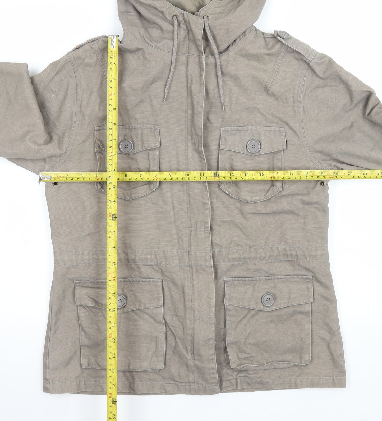 Foxhole Men's Beige Hooded Cotton Anorak Jacket Size 14 Lightweight Casual