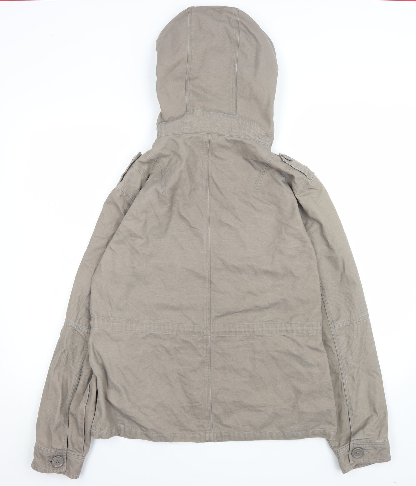 Foxhole Men's Beige Hooded Cotton Anorak Jacket Size 14 Lightweight Casual