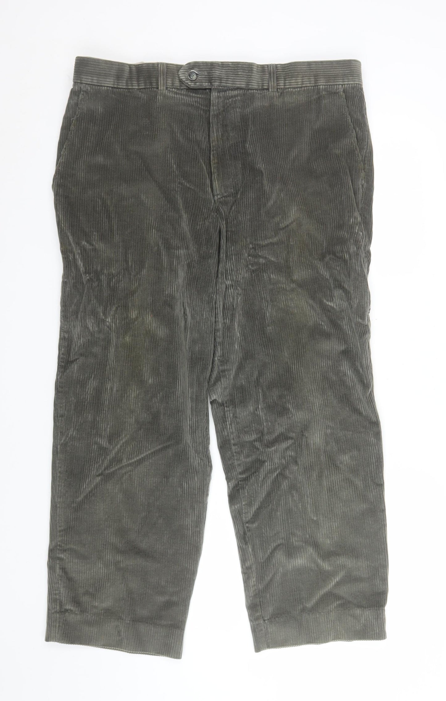Marks and Spencer Men’s Grey Corduroy Trousers 38W 29L Classic Fit