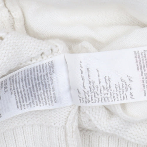 Mint Velvet Women Ivory Cotton Open Knit Cardigan L
