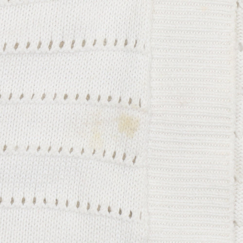Mint Velvet Women Ivory Cotton Open Knit Cardigan L