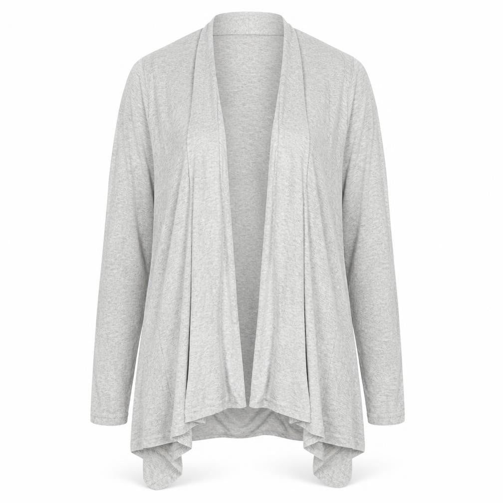Front view of Christopher Fink Women Grey Long Sleeve Open Coatigan L