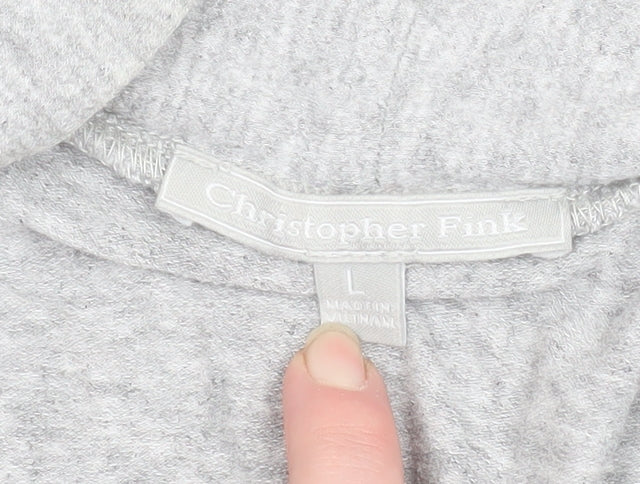 Christopher Fink Women Grey Long Sleeve Open Coatigan L