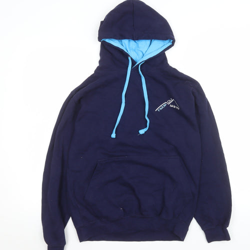 Just Hoods Men’s Blue Pullover Hoodie Small Fleece Cotton Blend