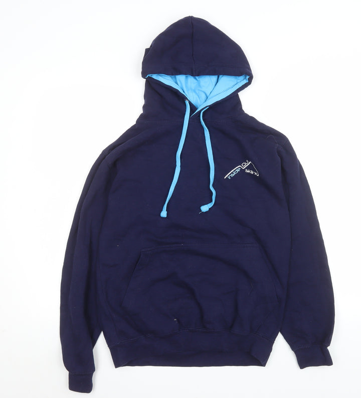 Just Hoods Men’s Blue Pullover Hoodie Small Fleece Cotton Blend