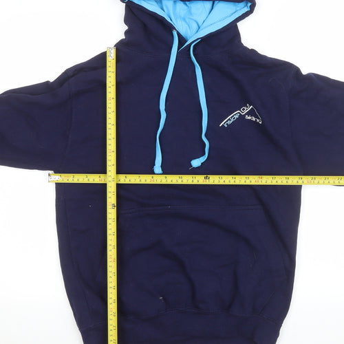Just Hoods Men’s Blue Pullover Hoodie Small Fleece Cotton Blend