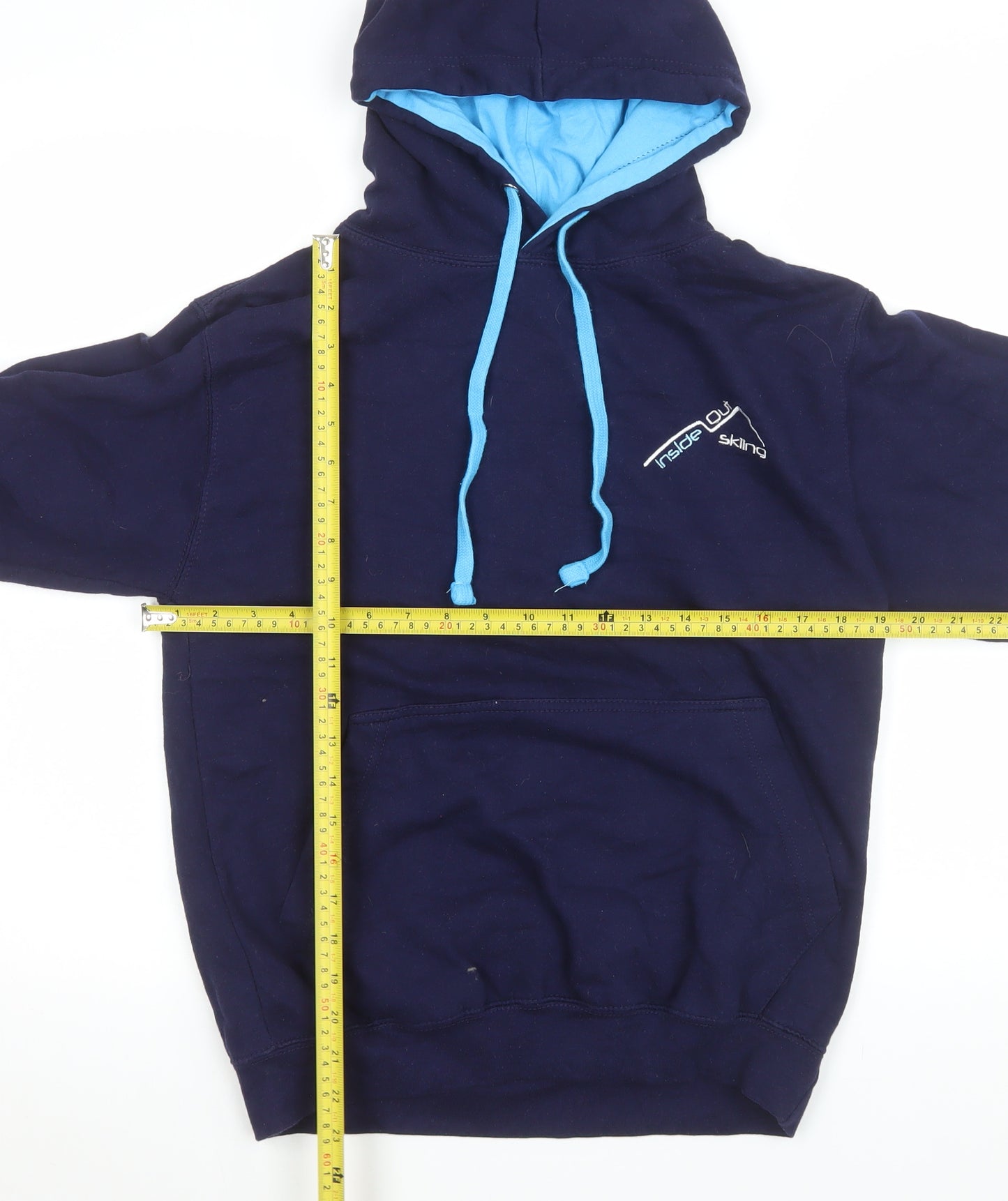 Just Hoods Men’s Blue Pullover Hoodie Small Fleece Cotton Blend