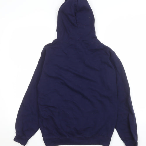 Just Hoods Men’s Blue Pullover Hoodie Small Fleece Cotton Blend