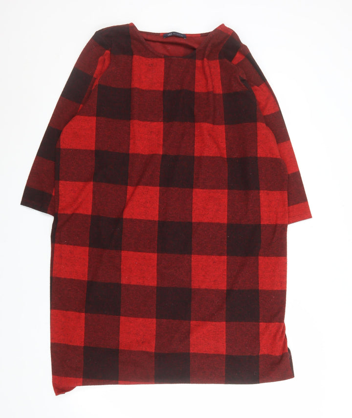 Marks and Spencer Women Red Check Shift Dress Size 22 Knee Length