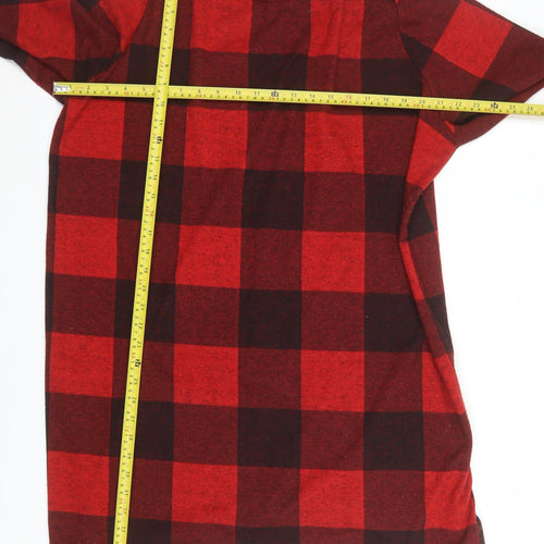 Marks and Spencer Women Red Check Shift Dress Size 22 Knee Length