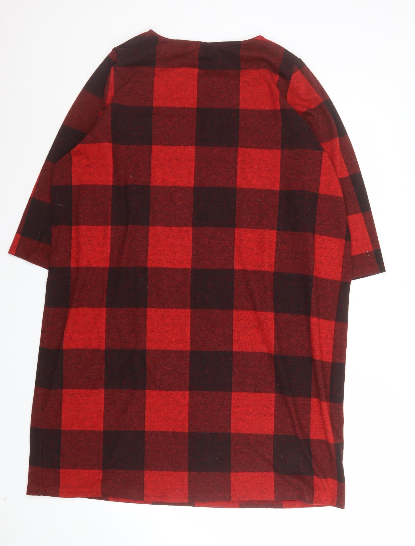 Marks and Spencer Women Red Check Shift Dress Size 22 Knee Length