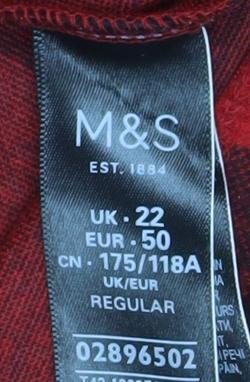 Marks and Spencer Women Red Check Shift Dress Size 22 Knee Length