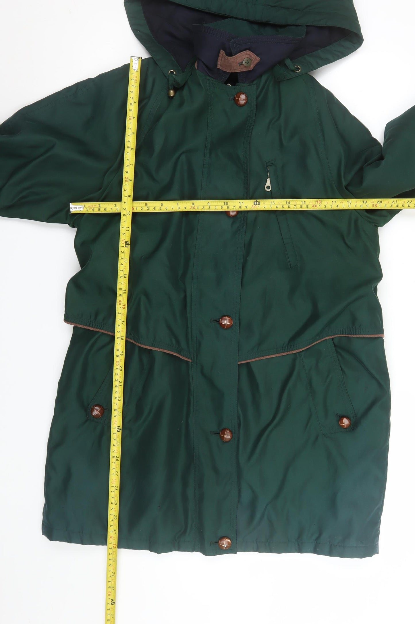 Marks and Spencer Men's Green Hooded Parka Coat Size 10 Polyester